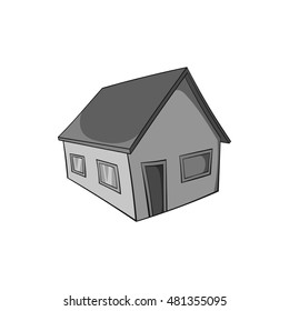 Residential house icon in black monochrome style isolated on white background. Building symbol vector illustration