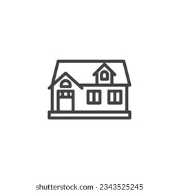 Residential House line icon. Real estate building linear style sign for mobile concept and web design. Town house cottage outline vector icon. Symbol, logo illustration. Vector graphics