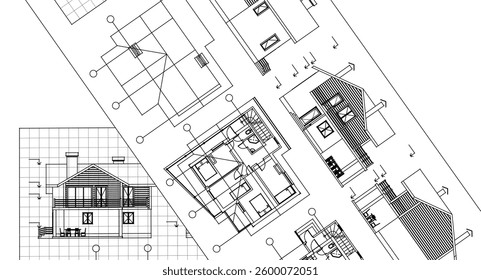 residential house plan 3d illustration