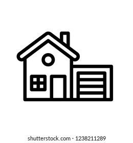 residential house property exterior view building editable outline icon. 
