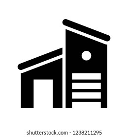 residential house property exterior view building solid black icon.