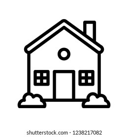 residential house property exterior view building editable outline icon. 