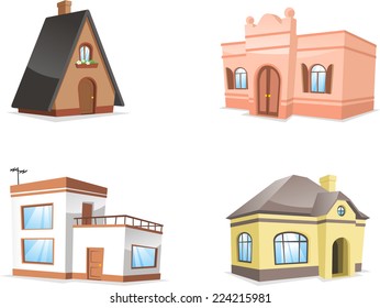 residential house set. with Hotel, Inn, Mansion, Pension, Row House, Farmhouse, House, Roof, Roof Tile vector illustration. 