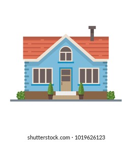 Residential house - urban architecture. Vector illustration in flat style