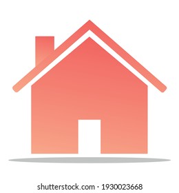 Residential house vector graphics icon with red color