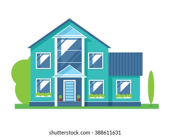 Residential house vector illustration in flat style.