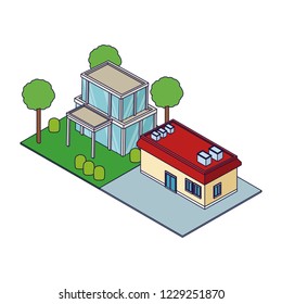 Residential houses on nature