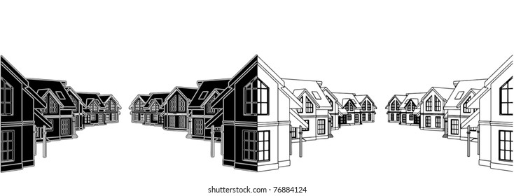 Residential Houses In The Settlement Vector 02