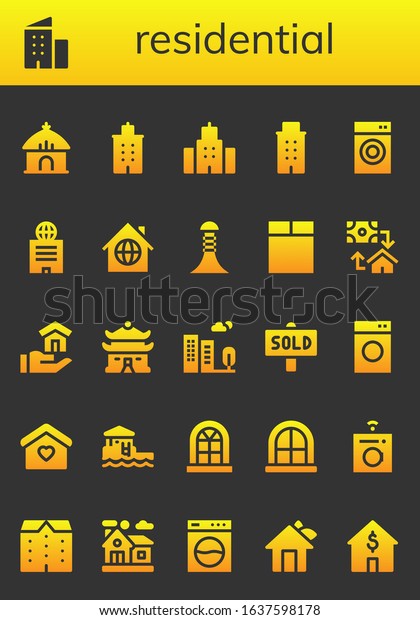 Residential Icon Set 26 Filled Residential Stock Vector (Royalty Free ...