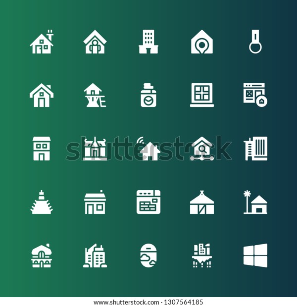 Residential Icon Set Collection 25 Filled Stock Vector (Royalty Free ...