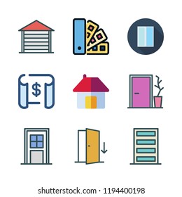 residential icon set. vector set about house, entrances, blueprint and home repair icons set.