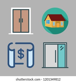 residential icon set. vector set about entrance, door, blueprint and house icons set.