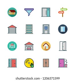 residential icon set. vector set about entrance, filter, vinyl and house icons set.