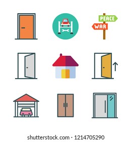 residential icon set. vector set about entrance, door, house and panel icons set.