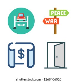 residential icon set. vector set about blueprint, door, garage and panel icons set.
