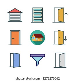 residential icon set. vector set about garage, filter, door and house icons set.