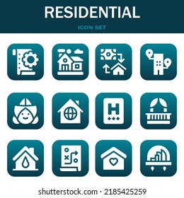 residential icon set. Vector  illustrations related with Planning, Home and Mortgage