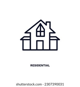 residential icon. Thin line residential icon from automation and high tech collection. Outline vector isolated on white background. Editable residential symbol can be used web and mobile