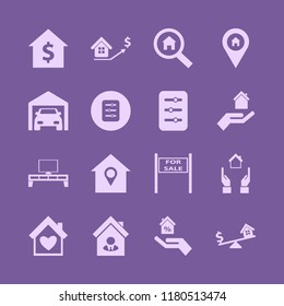 residential icon. residential vector icons set house heart, house location, hand house and real estate prices growth