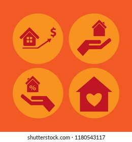 residential icon. residential vector icons set real estate prices growth, house heart and hand house