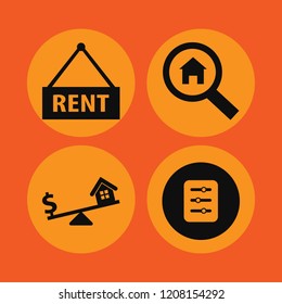 residential icon. residential vector icons set dollar house scales, search house, house rent and filter