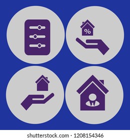 residential icon. residential vector icons set hand house, house seller and filter