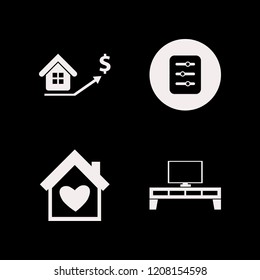 residential icon. residential vector icons set filter, real estate prices growth, tv table and house heart