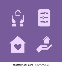 residential icon. residential vector icons set hand house, house heart, filter and hands house
