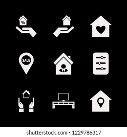 residential icon. residential vector icons set sale location, hand house, house location and filter
