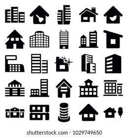 Residential icons. set of 25 editable filled residential icons such as building, house and tree, home, house building, home key