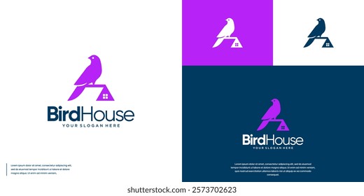 residential logo with bird's nest concept, construction, graphic design vector.