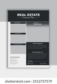 Residential, real estate flyer, property sale flyer, advertising flyer template, house sale marketing banner, luxury flyer vector, minimalist home for sale