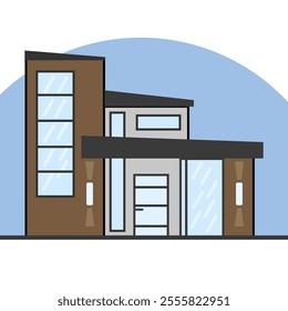 Residential real estate villa - modern and flat clipart animation.