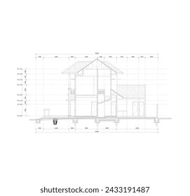 sección residencial junto con su cuadrícula y dimensiones