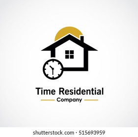 Residential of time property abstract vector and logo design or template real estate business icon of company identity symbol concept