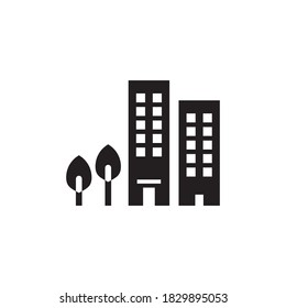 residential with tree vector icon design template