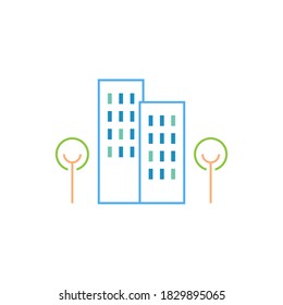 residential with tree vector icon design template