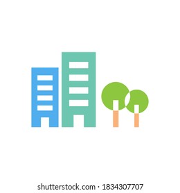 residential with tree vector icon design template