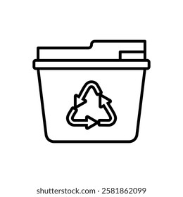 Residential waste collection linear icon. rubbish bin. ecology Customizable thin line illustration. Contour symbol. Vector isolated outline drawing. Editable stroke