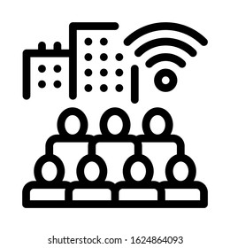 Residents Connect Wi-Fi Icon Vector. Outline Residents Connect Wi-Fi Sign. Isolated Contour Symbol Illustration