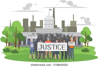 residents protesting in front of the white house for the sake of justice.