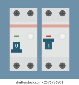 Residual current circuit breaker set. Flat style vector illustration. EPS10