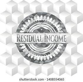 Residual Income grey emblem. Retro with geometric cube white background