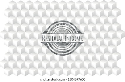 Residual Income grey emblem. Vintage with geometric cube white background