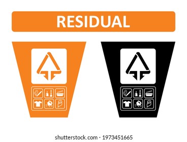 The Residual Waste Pictogram For Industrial Hygiene Signage. Garbage Classification Symbol.