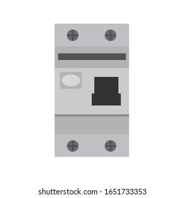 Residual-current circuit breaker device. Ground fault circuit interrupter. Vector illustration in flat style isolated on white background.