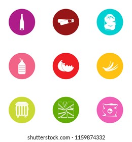 Residue icons set. Flat set of 9 residue vector icons for web isolated on white background