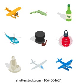 Resign icons set. Isometric set of 9 resign vector icons for web isolated on white background