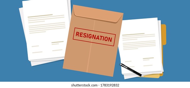 resignation letter paper document quit from job from employed to unemployment lay off 