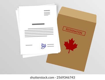 Resignation letter, post office envelope, Canada resignation notice, letter size paper, note of resignation